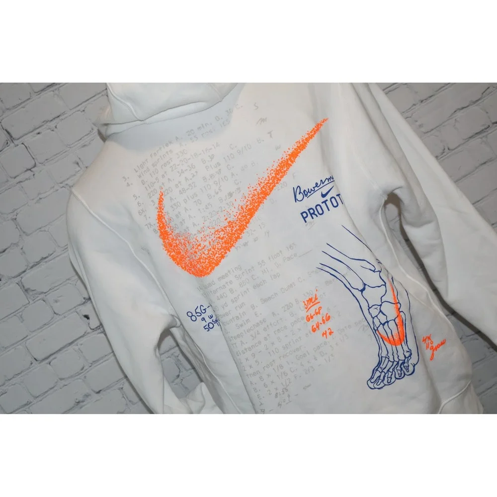 Nike Hoodie Mens Large White Bowerman Prototype Graphic Fleece Pullover - Picture 3 of 10